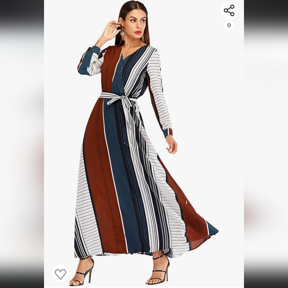 Milumia Multi colored maxi dress with sleeves